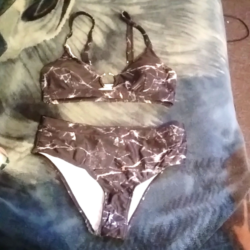 Marble print ring linked bikini size small